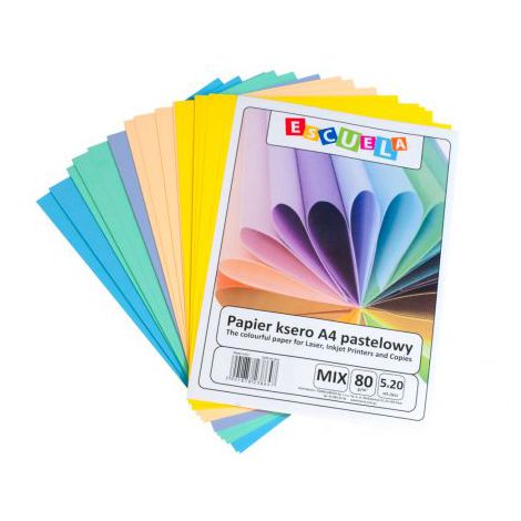 Papier ksero Escuela A4/5 kolorów x 20/80g pastelowy